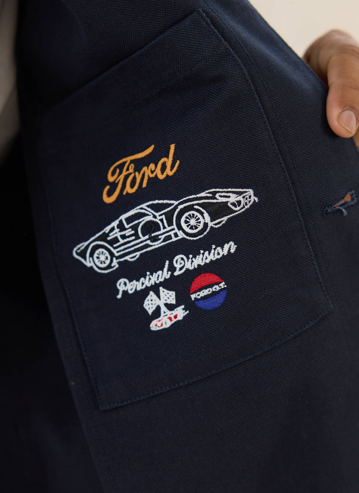 Men's GT40 Embroidered Canvas Jacket - Ford x Percival - Navy - Cotton