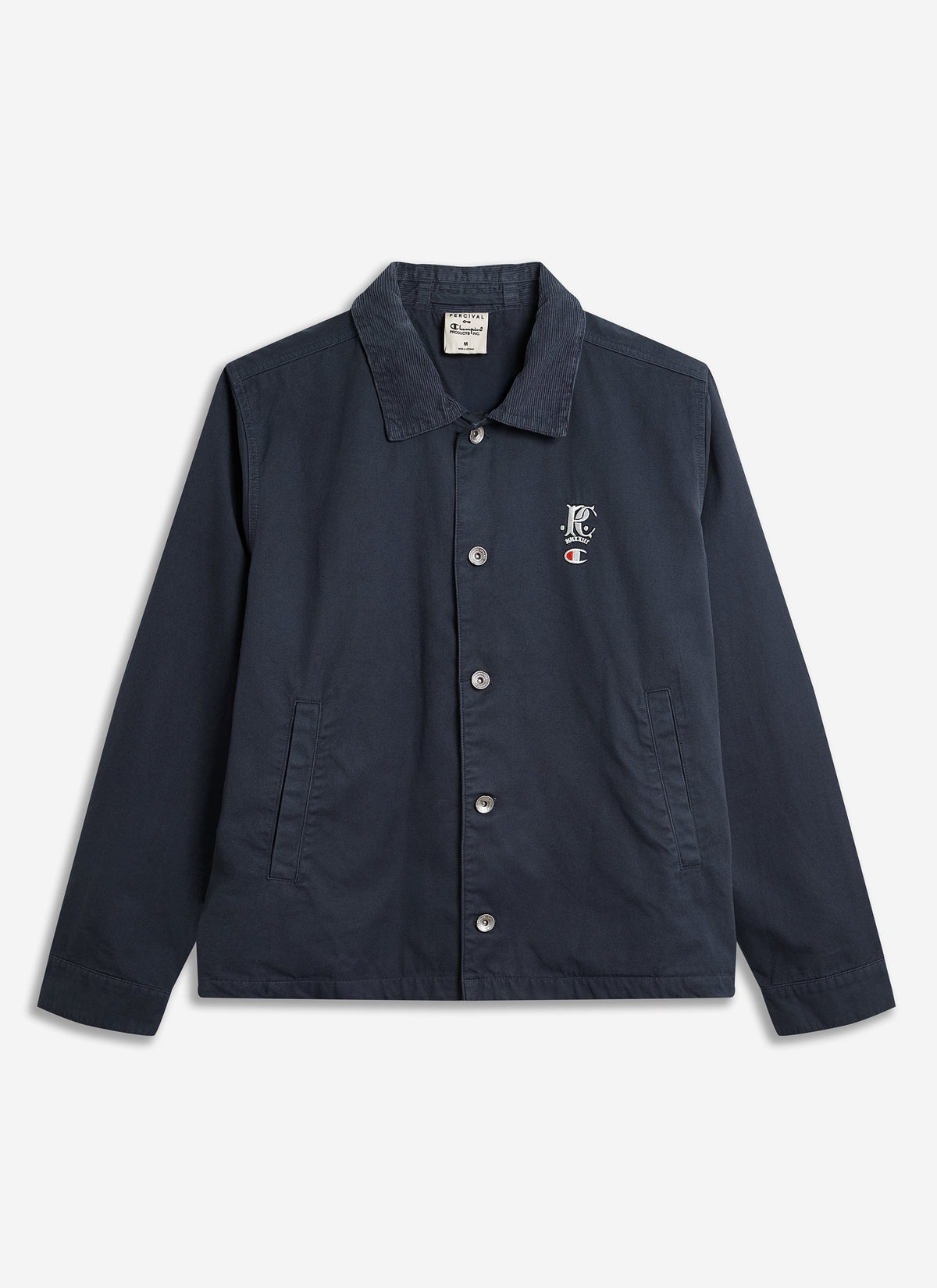 Men's Overshirt Jacket: Cord Collar - Cotton - Navy Blue - Champion x Percival