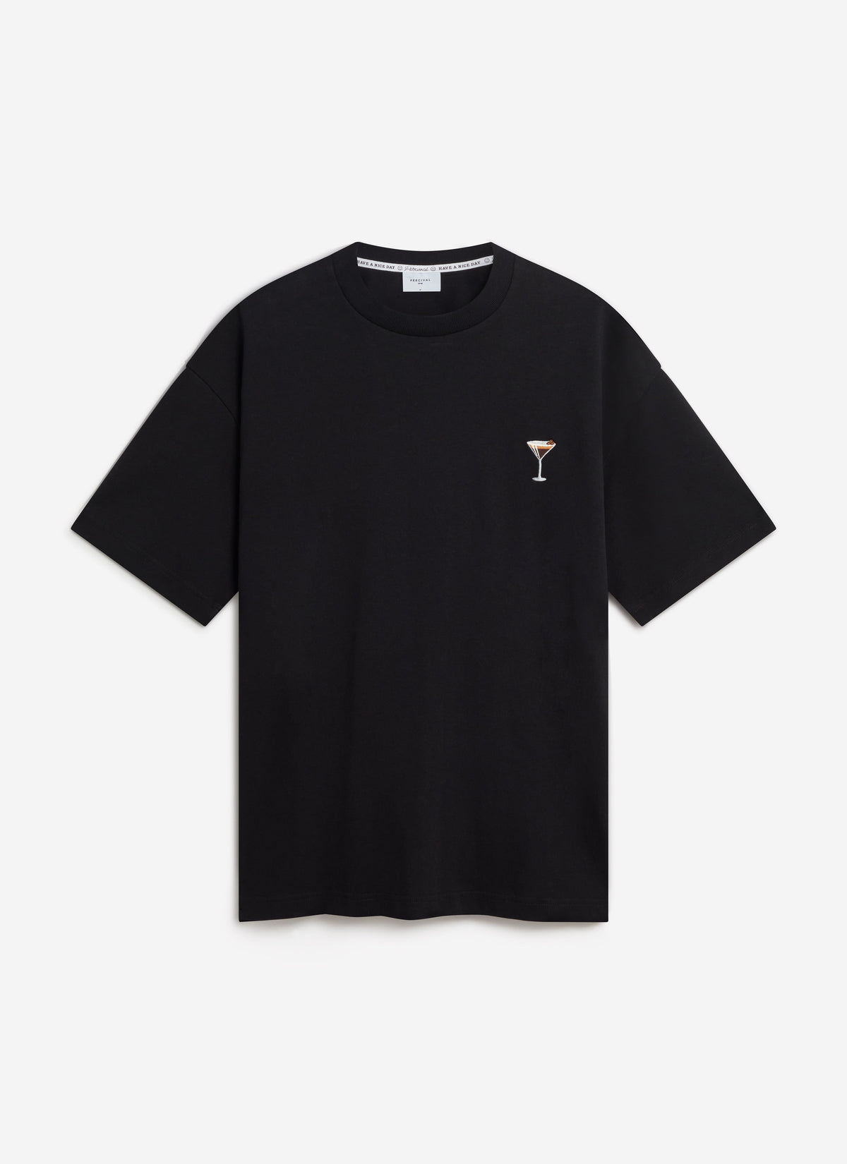 Espresso Martini Oversized Embroidered T Shirt - Organic Cotton - Blac