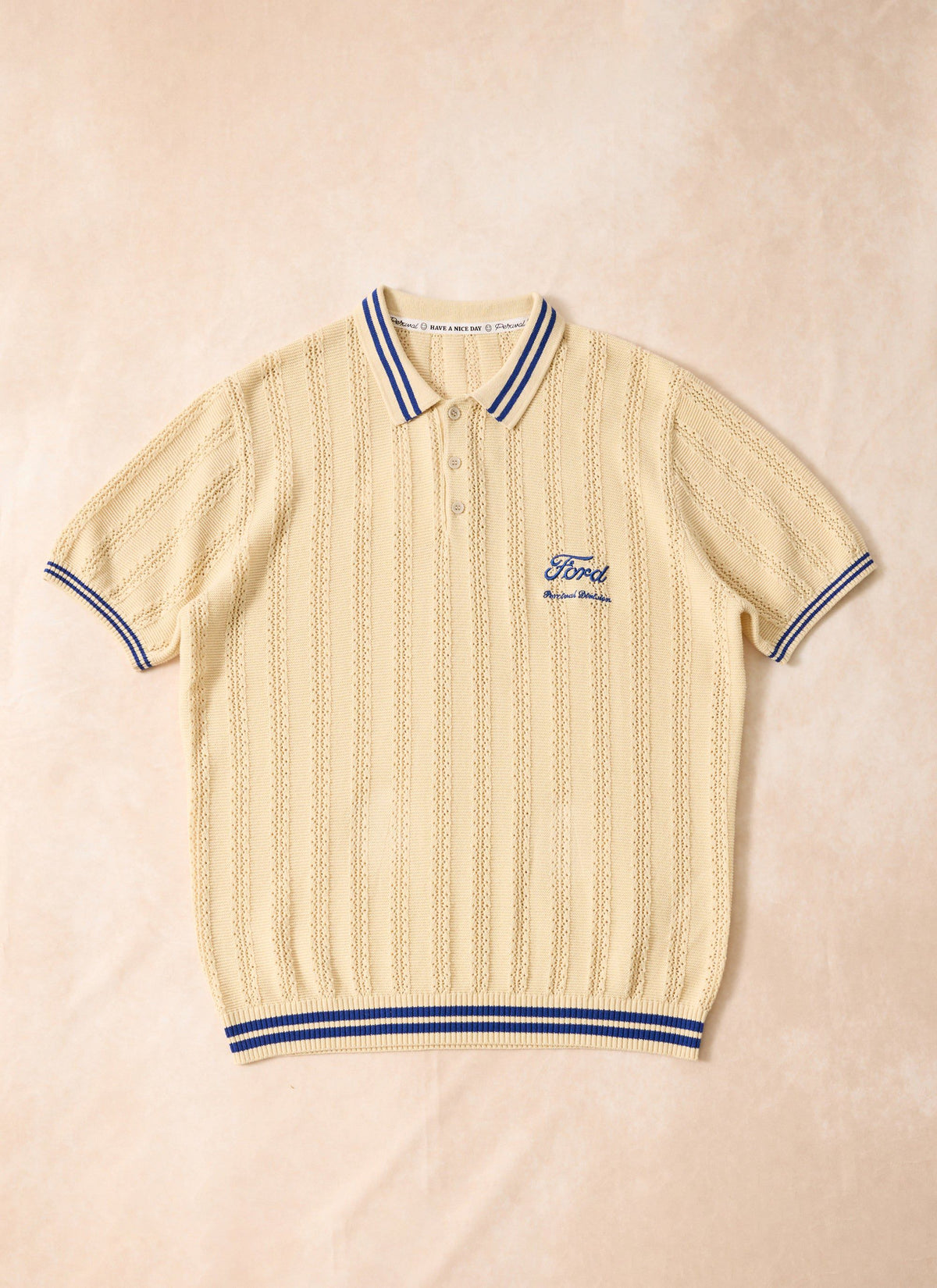 Men's Knitted Polo - Dealership - Percival x Ford - Cream