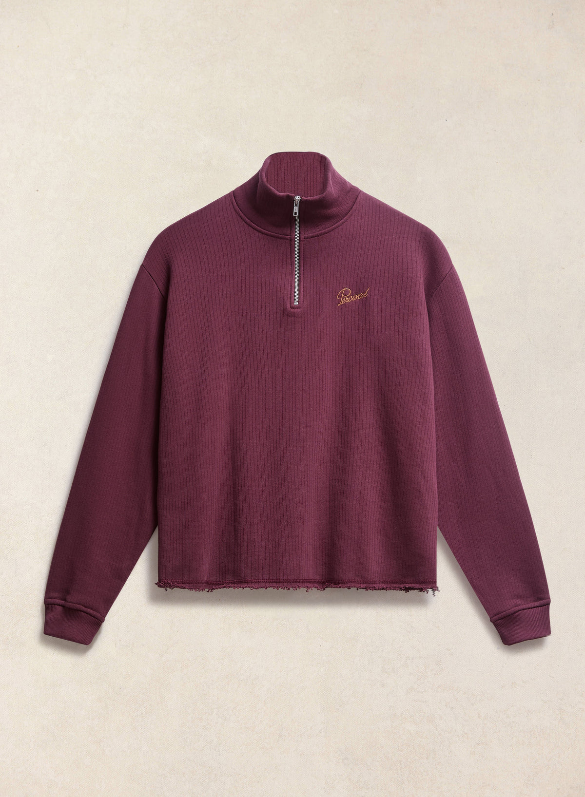 Conrad Funnel Neck 1/4 Zip Jumper - Burgundy Cotton - Percival