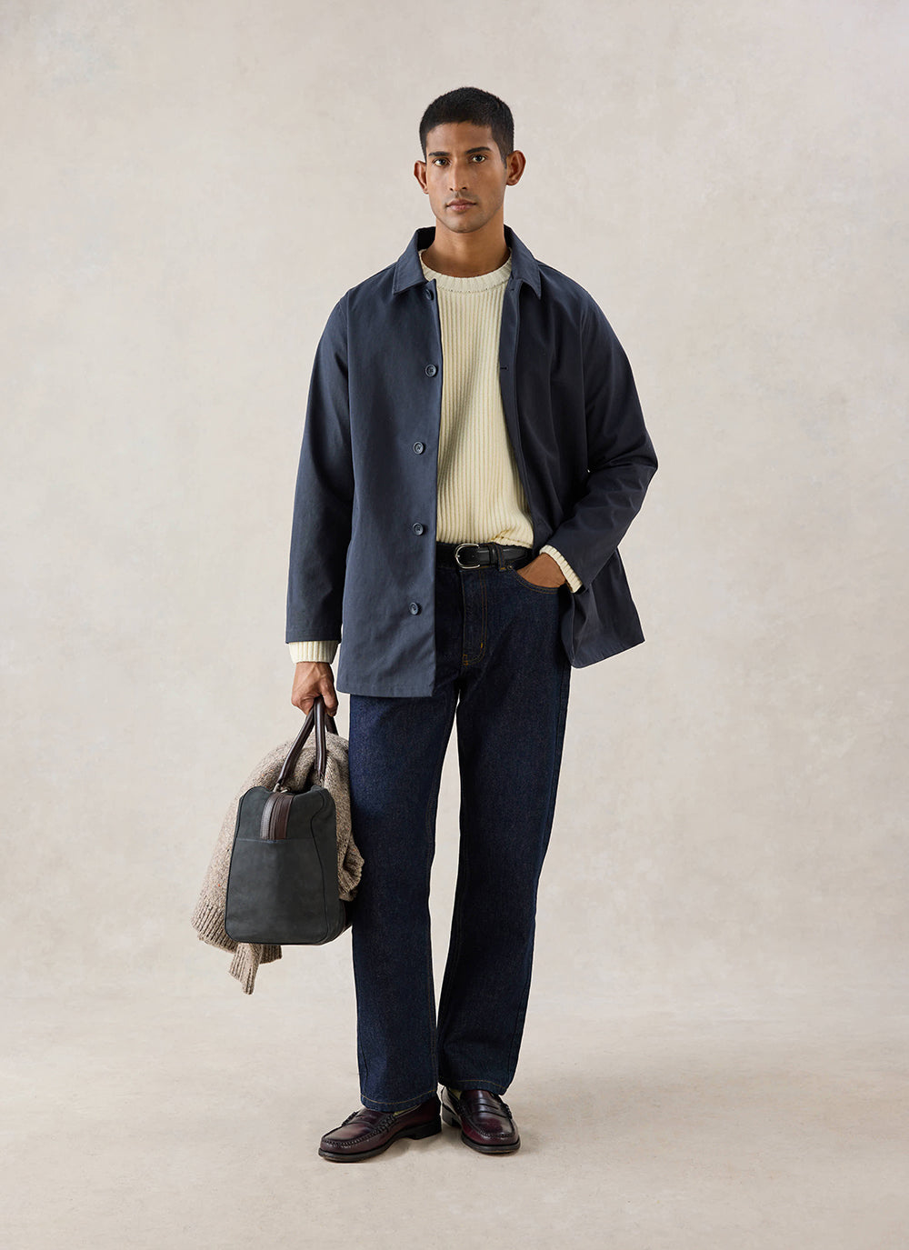 Men's Navy Short Trench Coat - Sherlock - Waterproof - Percival