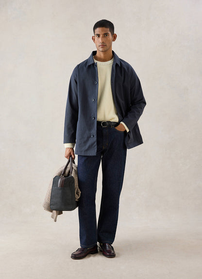 Men's Navy Short Trench Coat - Sherlock - Waterproof - Percival