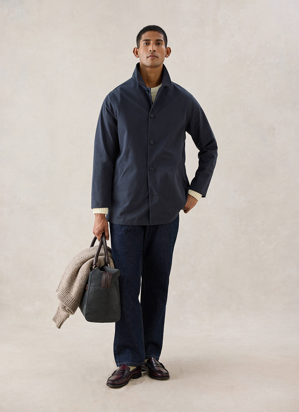 Men's Navy Short Trench Coat - Sherlock - Waterproof - Percival