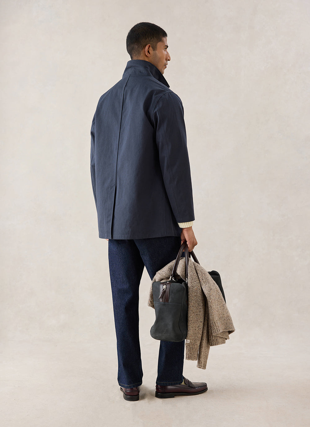 Men's Navy Short Trench Coat - Sherlock - Waterproof - Percival