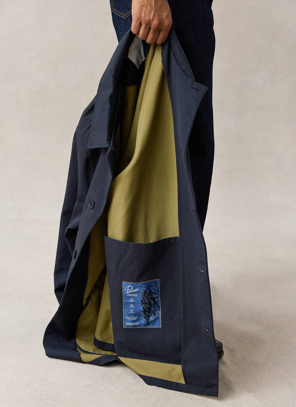 Men's Navy Short Trench Coat - Sherlock - Waterproof - Percival