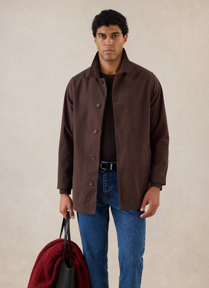 Men's Brown Short Trench Coat - Sherlock - Waterproof - Percival
