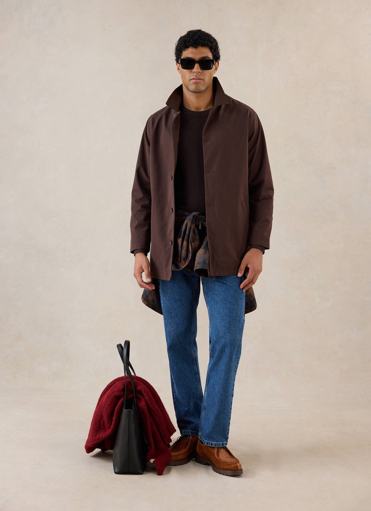 Men's Brown Short Trench Coat - Sherlock - Waterproof - Percival