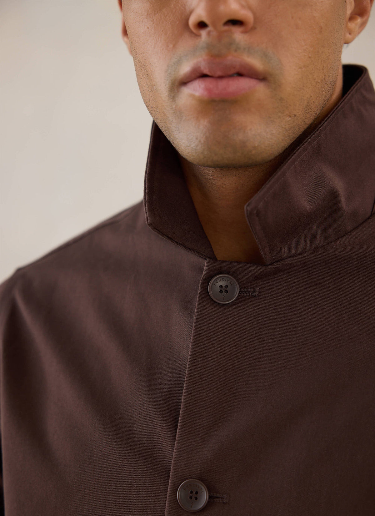 Men's Brown Short Trench Coat - Sherlock - Waterproof - Percival