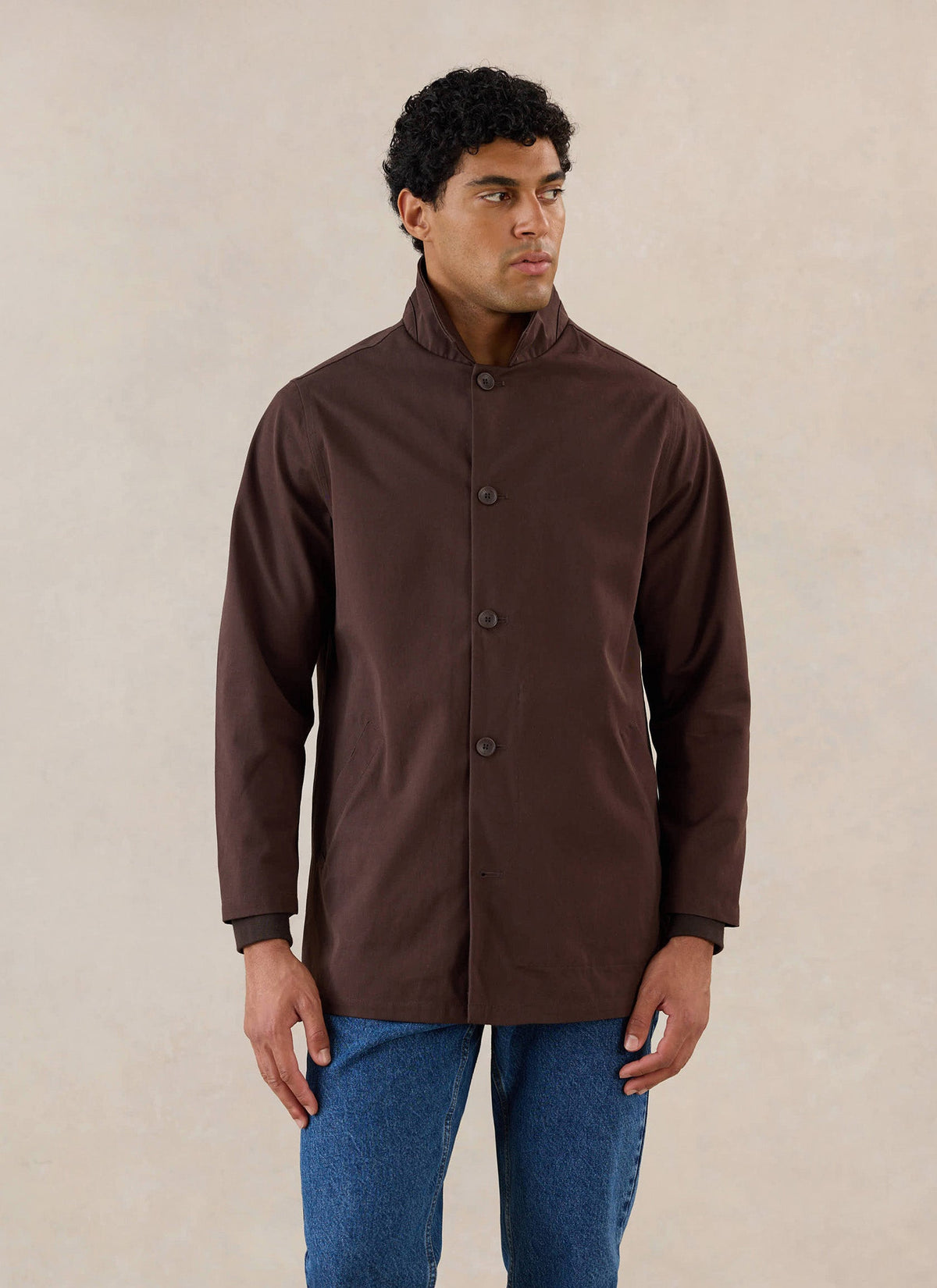 Men's Brown Short Trench Coat - Sherlock - Waterproof - Percival