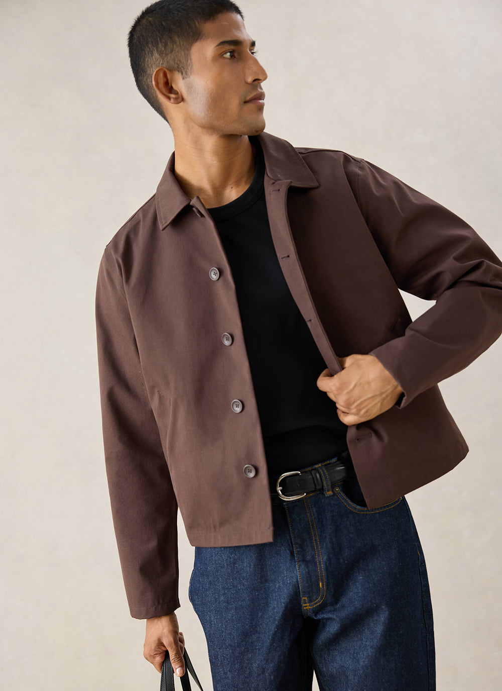 Men's Cropped Waterproof Trench Coat - Carter - Brown - Percival