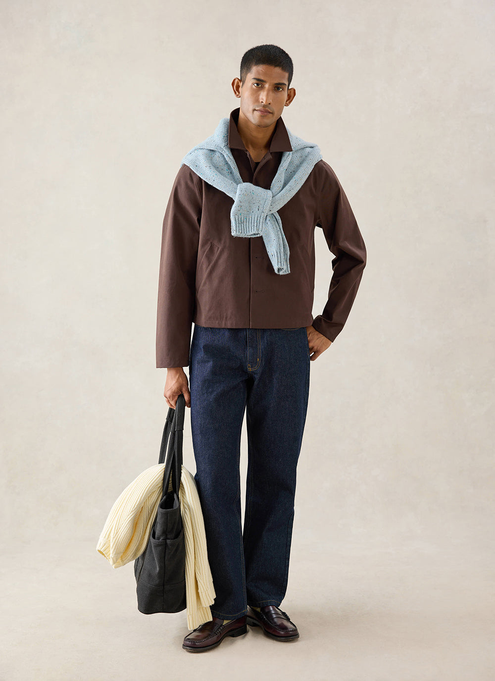 Men's Cropped Waterproof Trench Coat - Carter - Brown - Percival