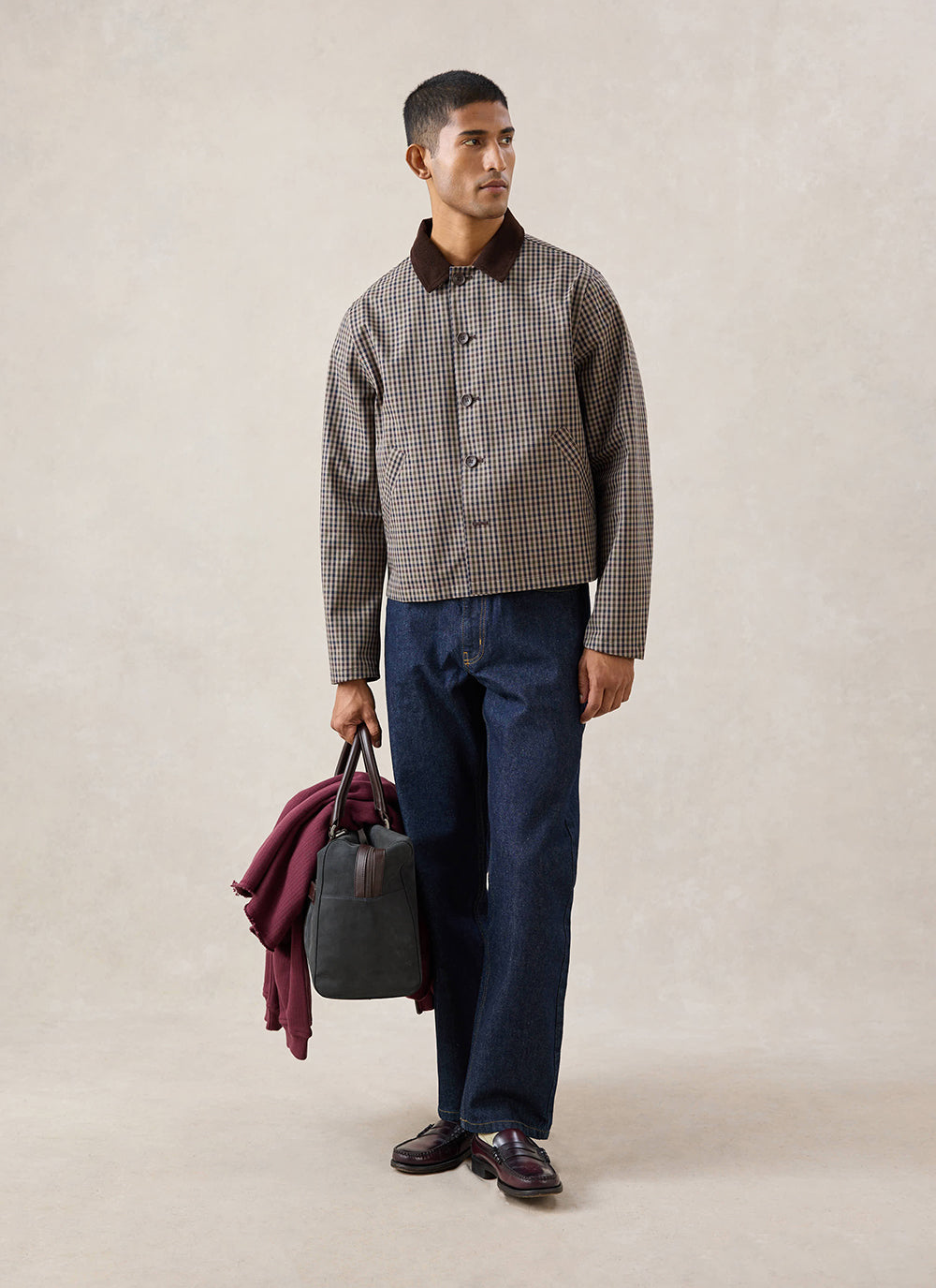 Men's Cropped Trench Coat - Waterproof - Watcher Check - Percival