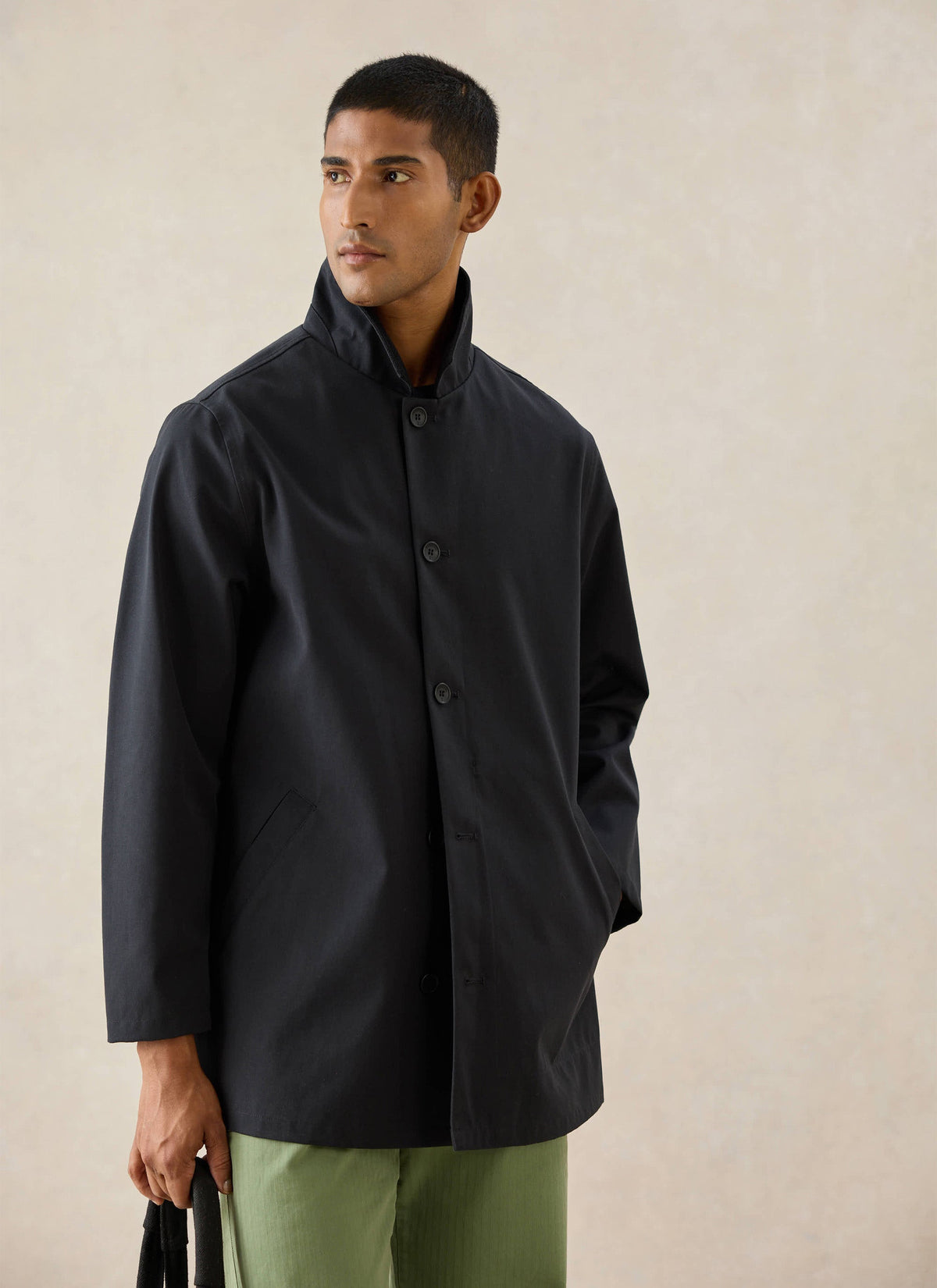 Men's Black Short Trench Coat - Sherlock - Waterproof - Percival