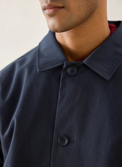 Men's Waterproof Long Trench Coat - Wilson - Navy Blue - Percival