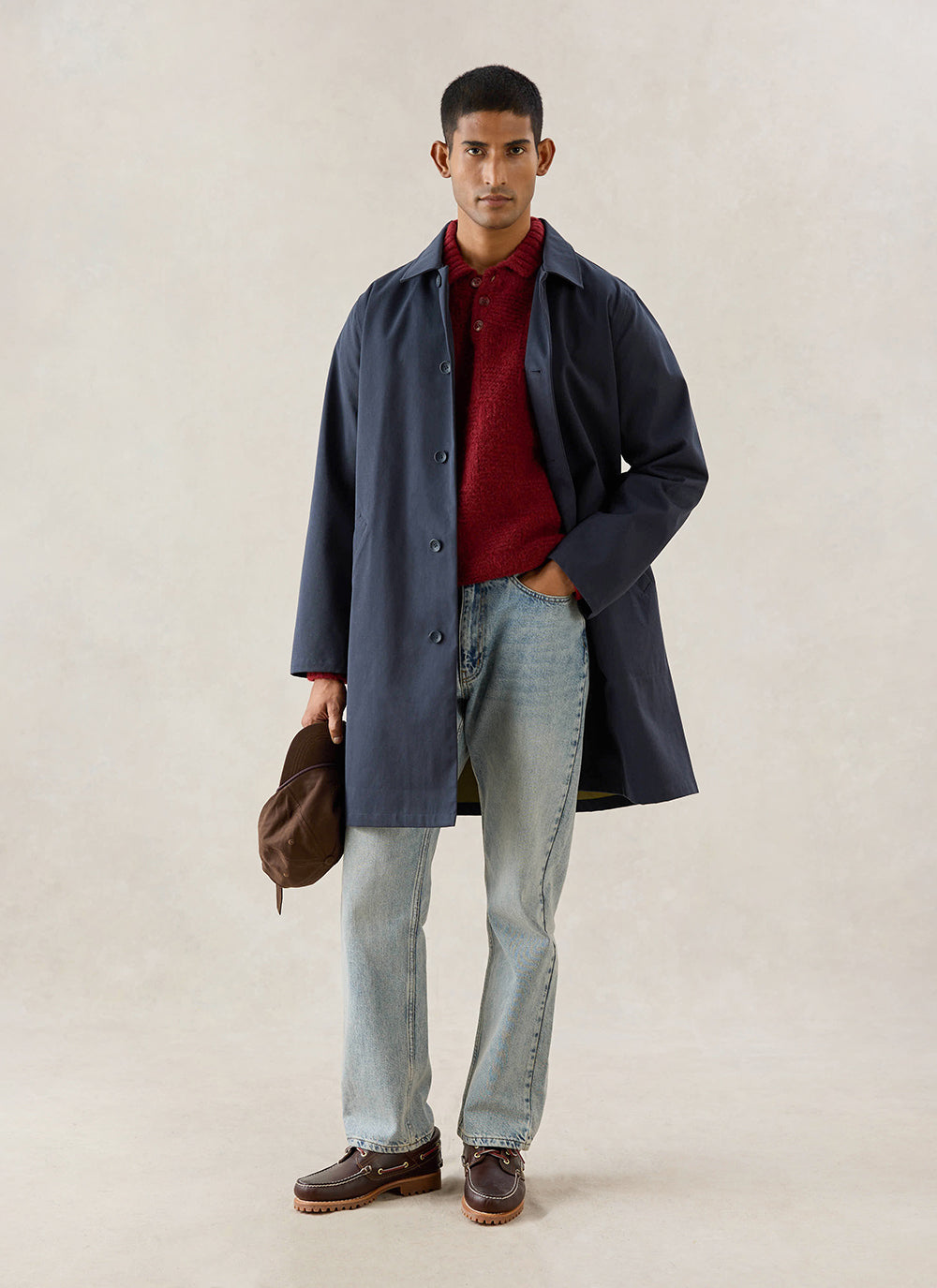 Men's Waterproof Long Trench Coat - Wilson - Navy Blue - Percival