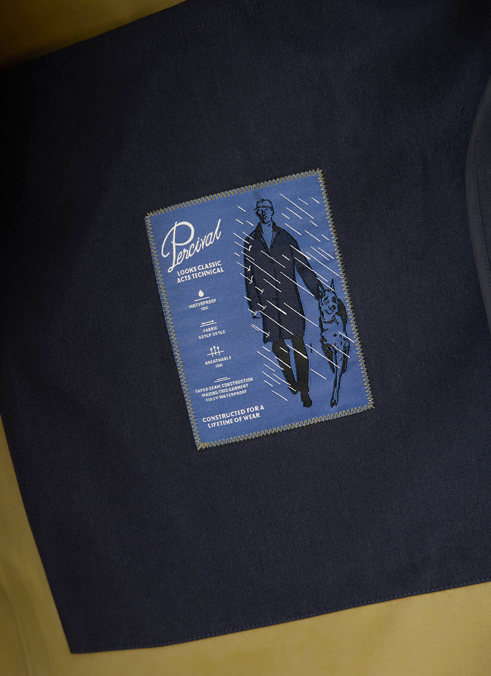 Men's Waterproof Long Trench Coat - Wilson - Navy Blue - Percival