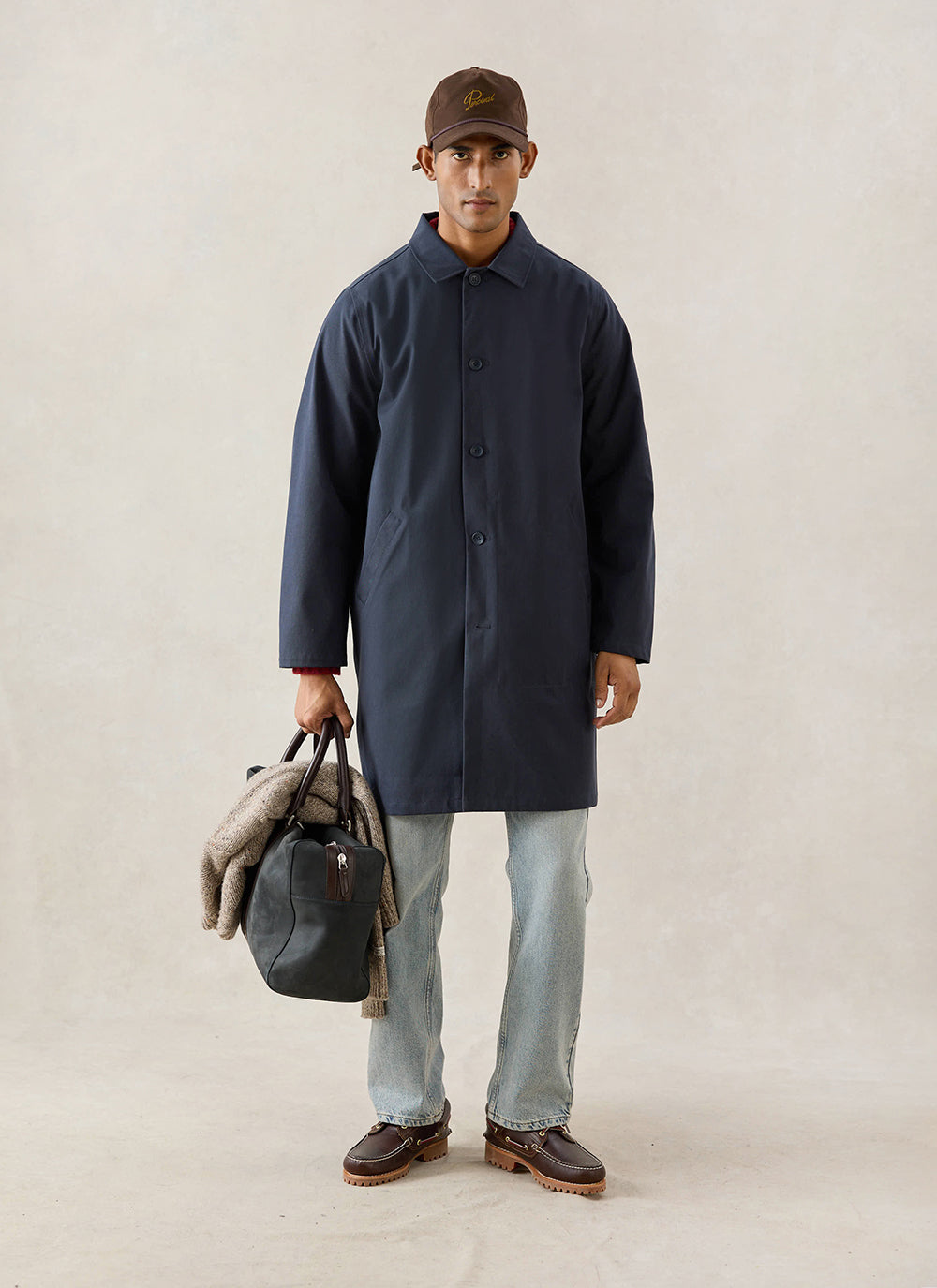 Men's Waterproof Long Trench Coat - Wilson - Navy Blue - Percival