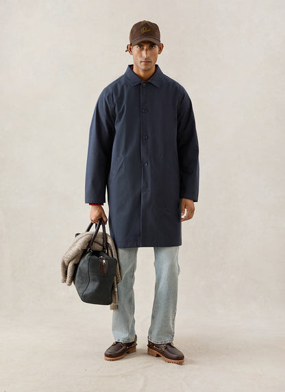 Men's Waterproof Long Trench Coat - Wilson - Navy Blue - Percival