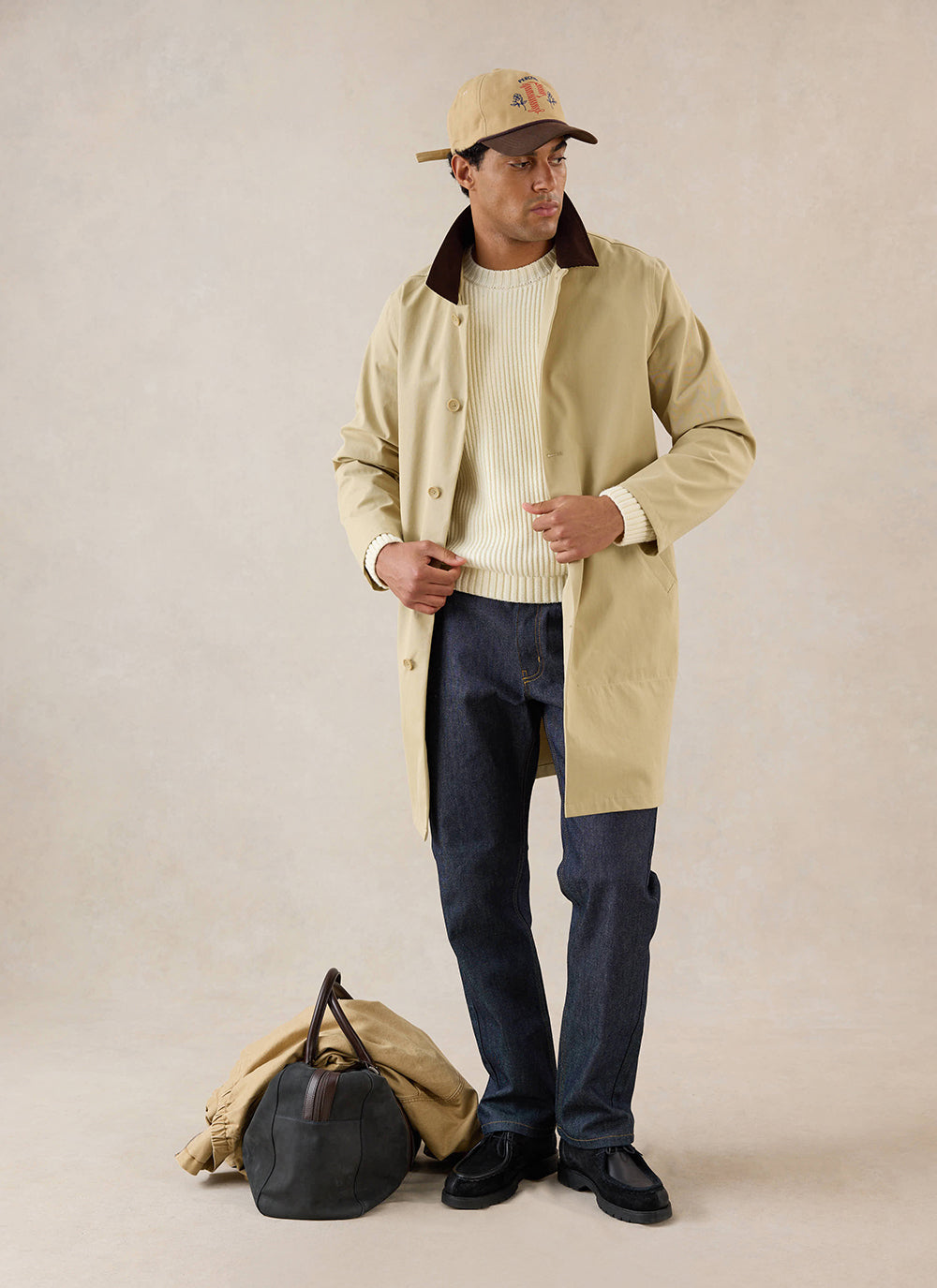Men's Long Trench Coat - Wilson - Waterproof - Tan - Percival