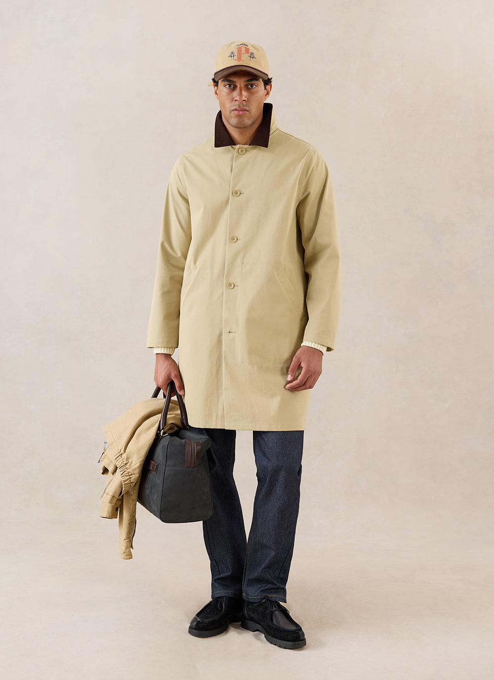 Men's Long Trench Coat - Wilson - Waterproof - Tan - Percival