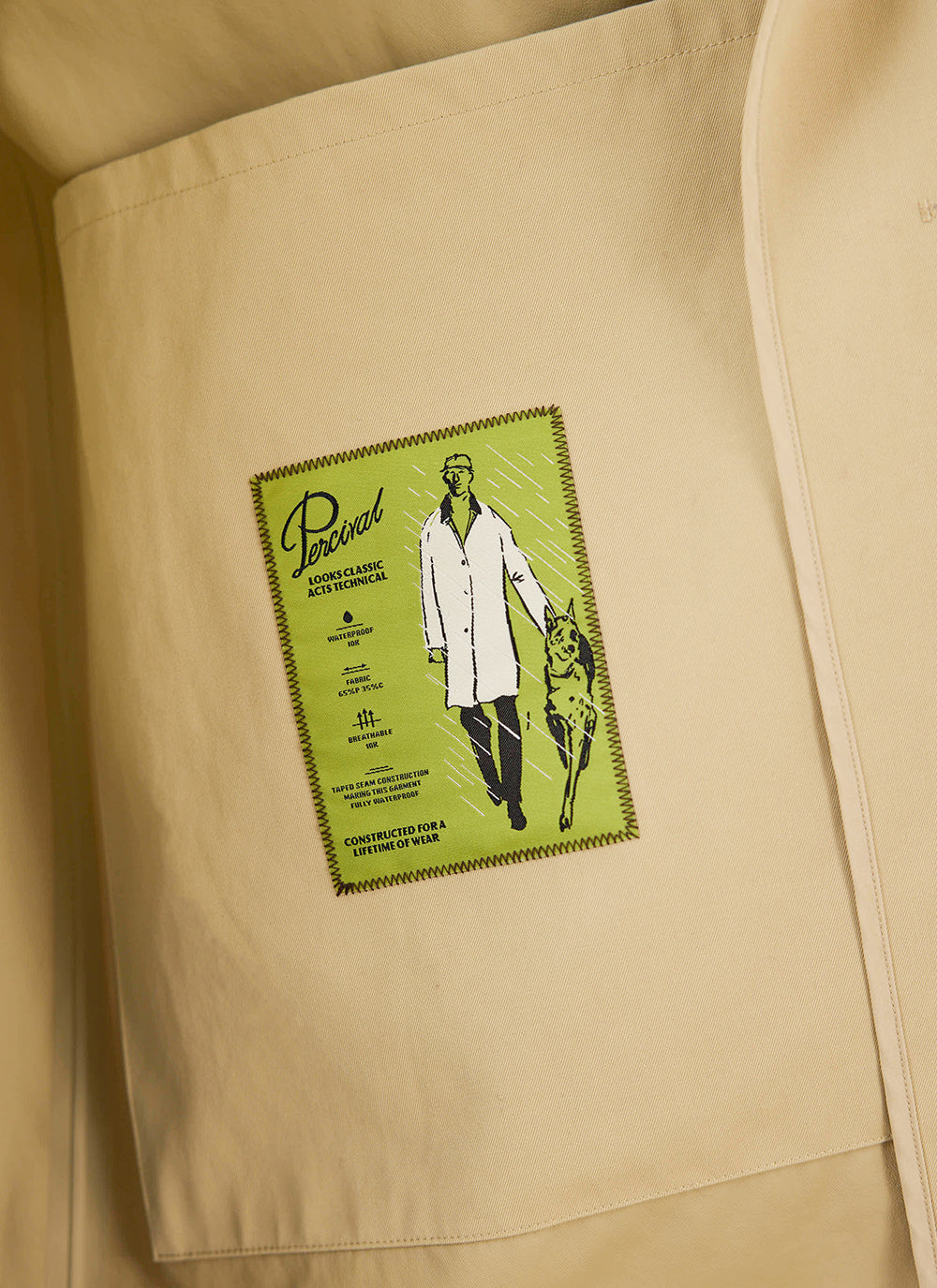 Men's Long Trench Coat - Wilson - Waterproof - Tan - Percival