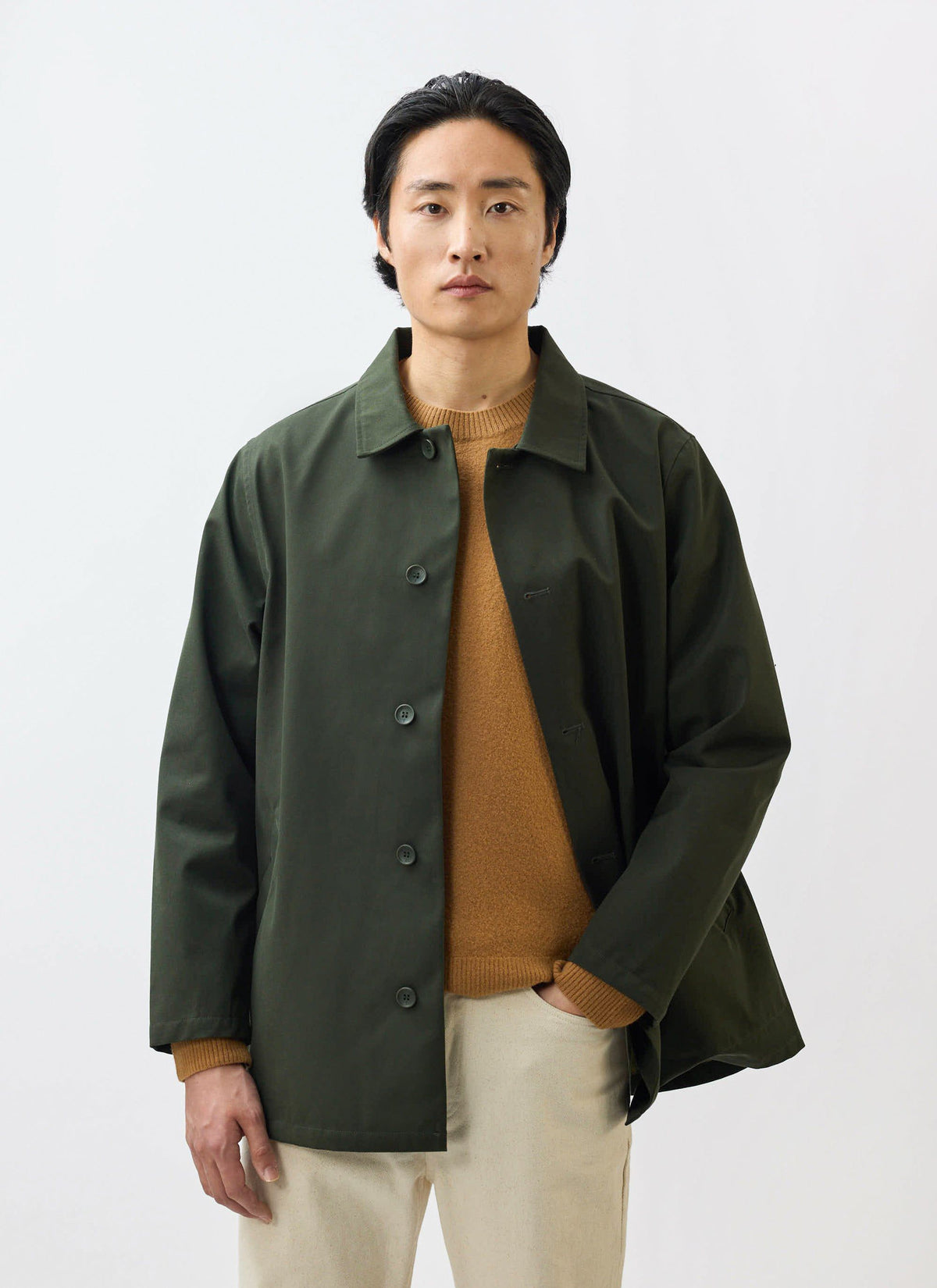 Men's Sherlock Short Trench Coat - Waterproof - Forest Green