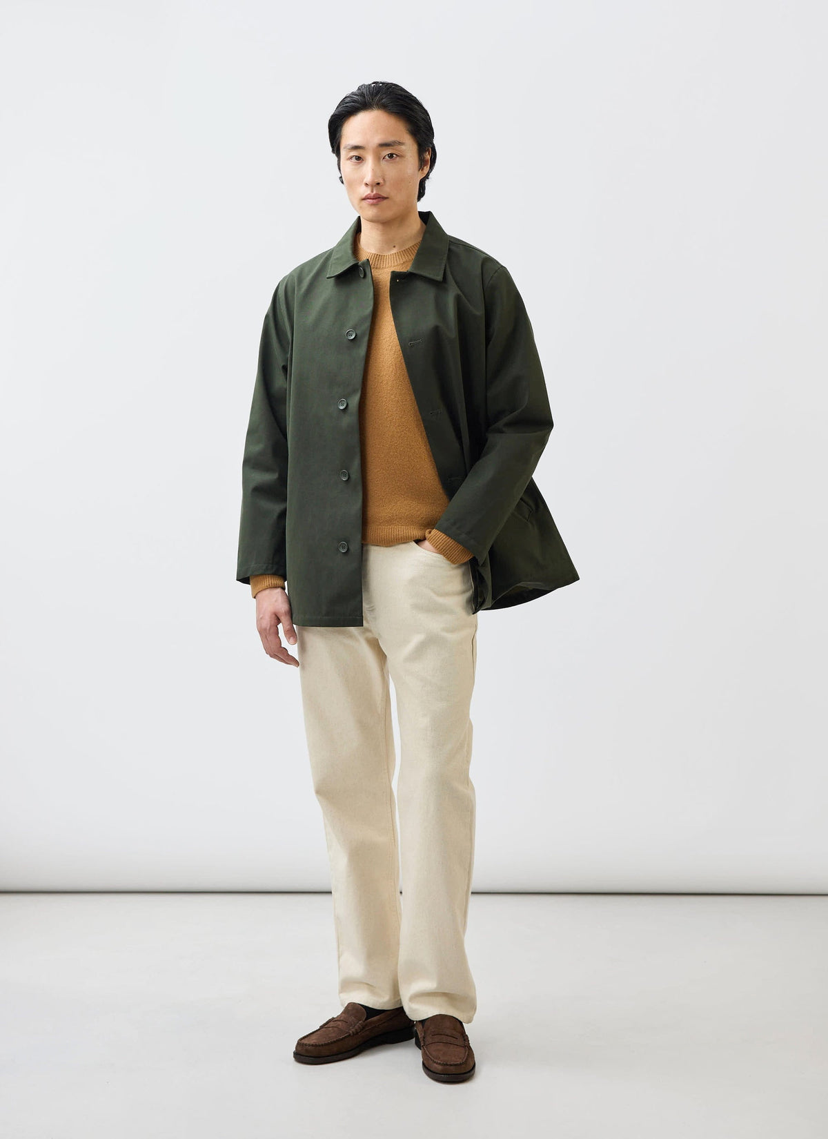 Men's Sherlock Short Trench Coat - Waterproof - Forest Green