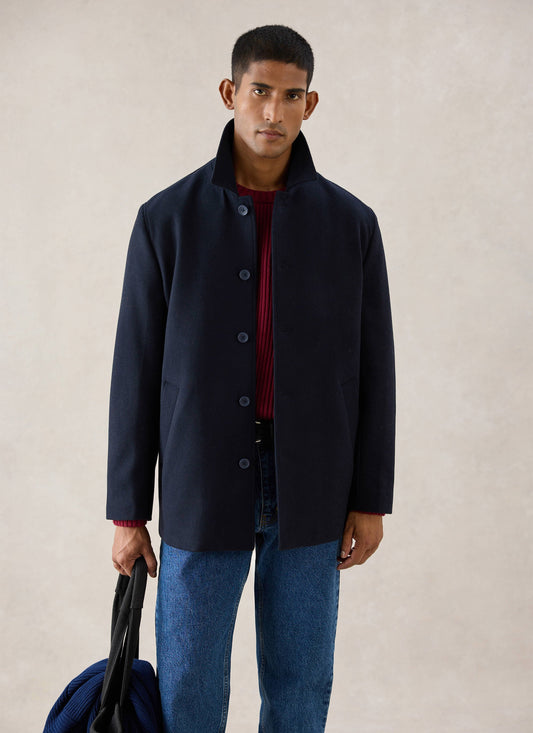 Men's Peacoat - Melton Wool - Navy Blue