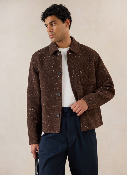 Minnesota Double-Faced Wool Overshirt - Brown Fleck - Percival