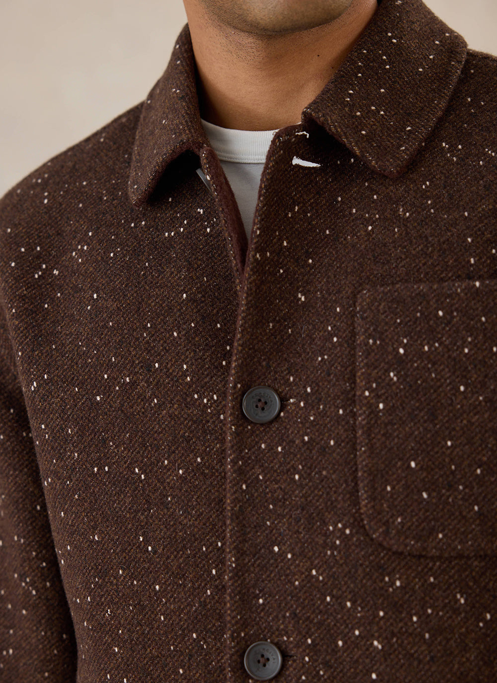 Minnesota Double-Faced Wool Overshirt - Brown Fleck - Percival