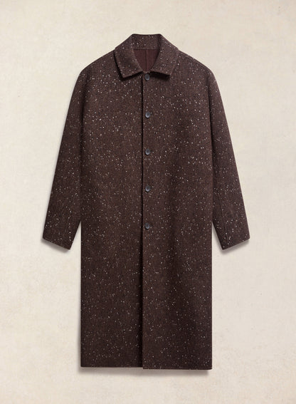 Men's Long Overcoat - Minnesota - Brown Fleck Twill - Percival