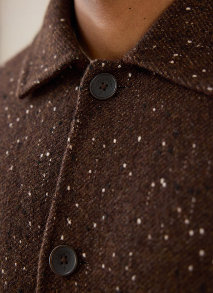 Men's Long Overcoat - Minnesota - Brown Fleck Twill - Percival
