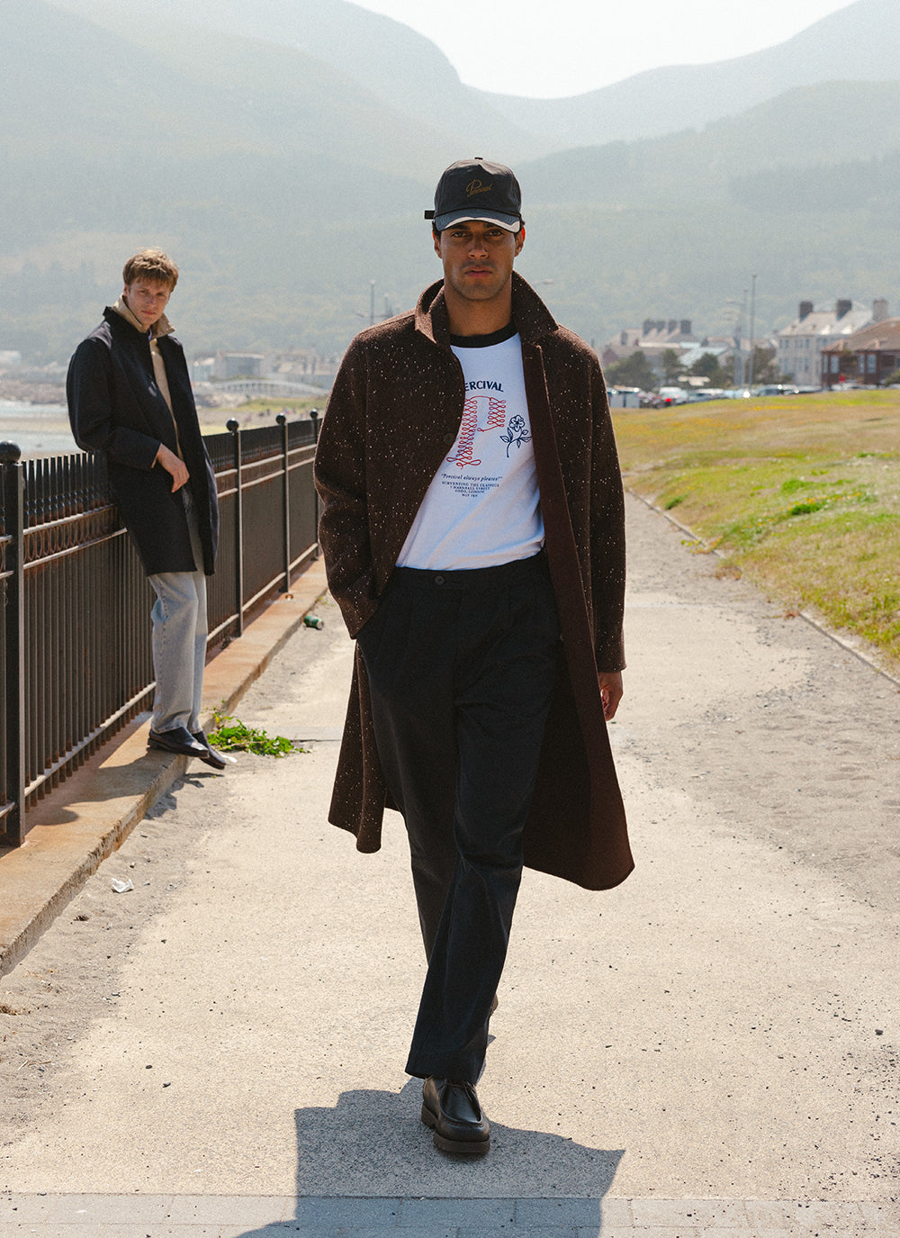 Men's Long Overcoat - Minnesota - Brown Fleck Twill - Percival