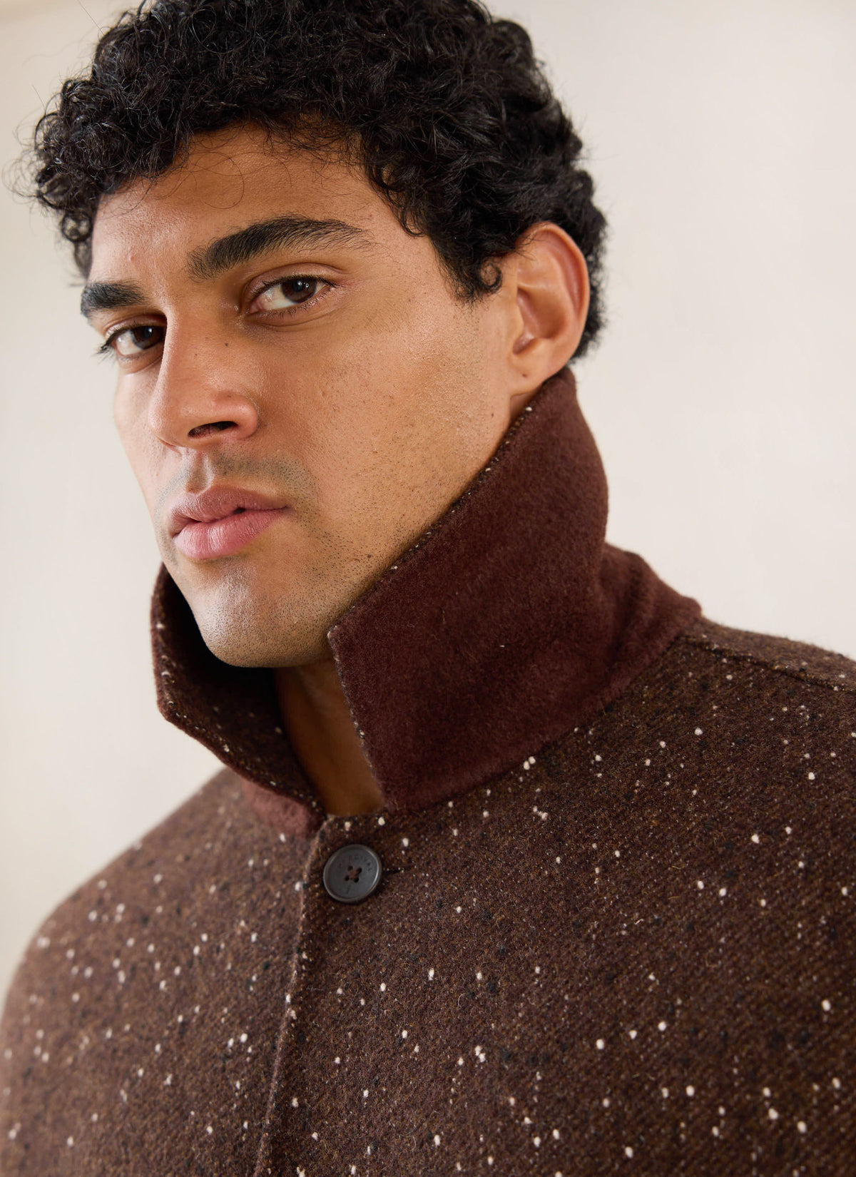 Men's Long Overcoat - Minnesota - Brown Fleck Twill - Percival