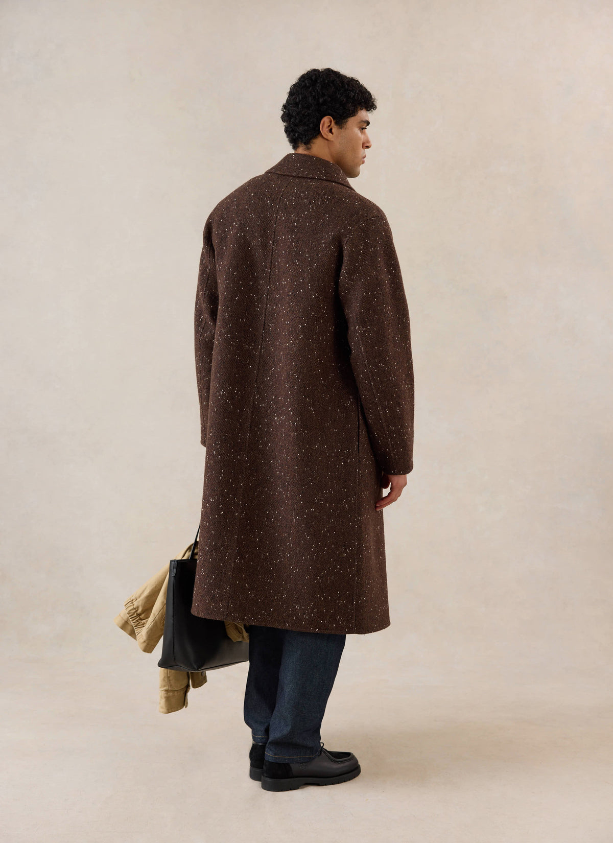 Men's Long Overcoat - Minnesota - Brown Fleck Twill - Percival