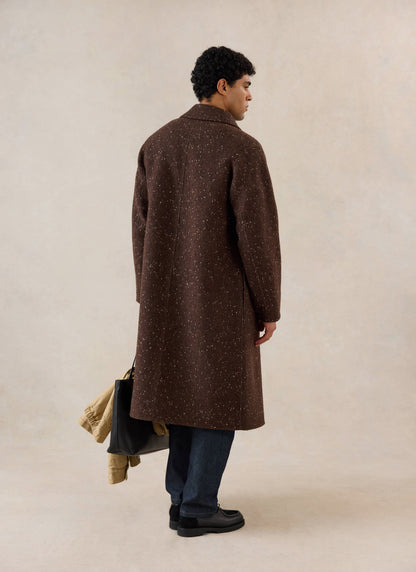 Men's Long Overcoat - Minnesota - Brown Fleck Twill - Percival