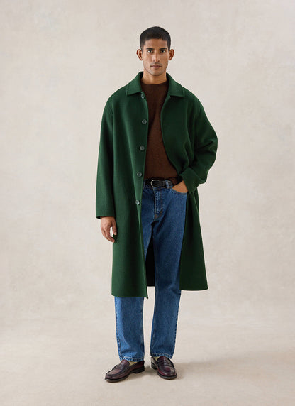 Men's Wool Minnesota Overcoat - Forest Green - Percival