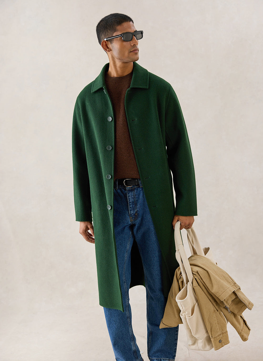 Men's Wool Minnesota Overcoat - Forest Green - Percival