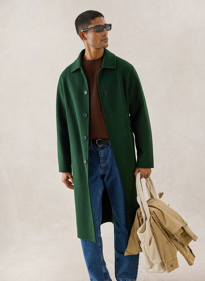 Men's Wool Minnesota Overcoat - Forest Green - Percival