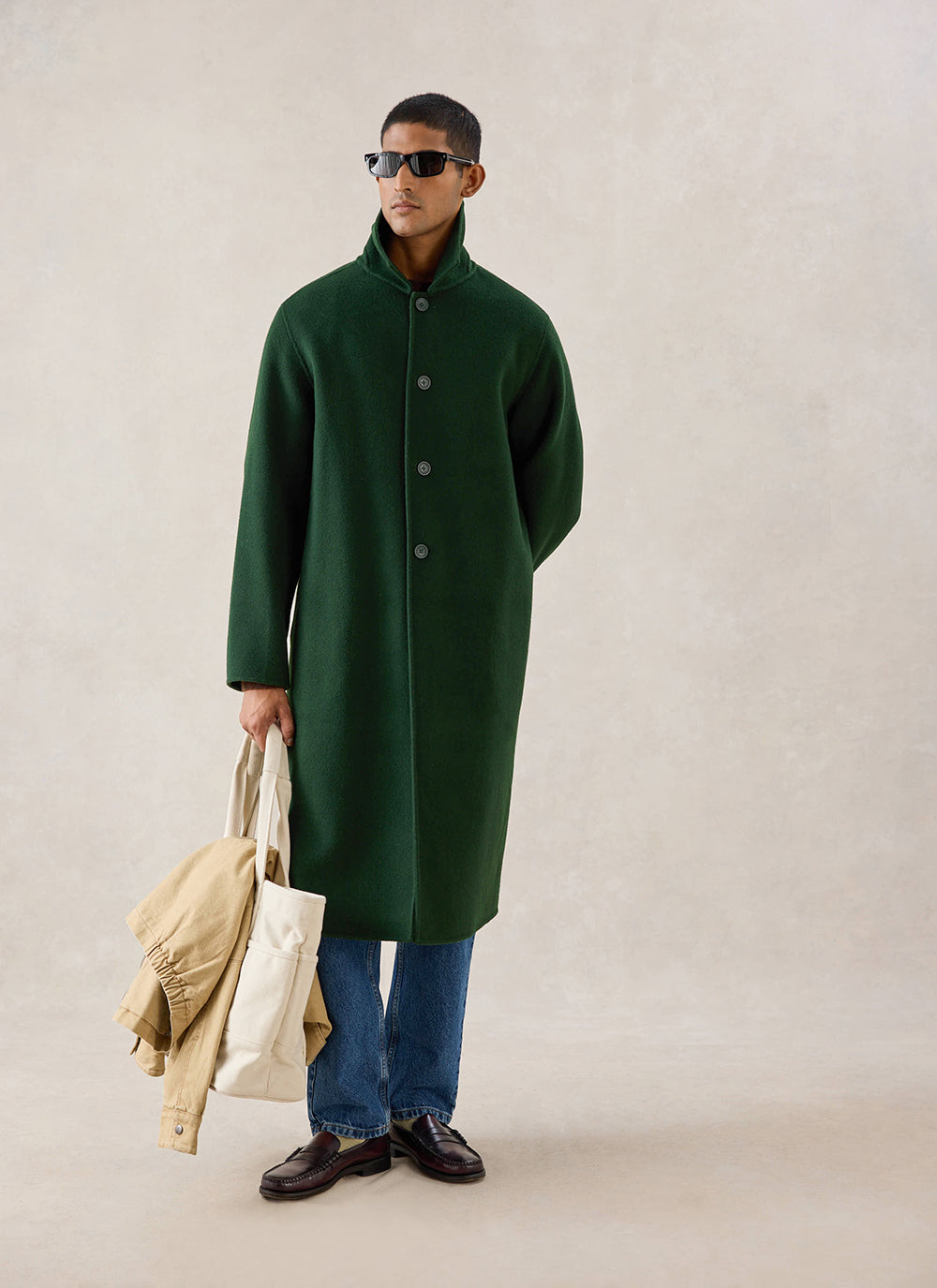 Men's Wool Minnesota Overcoat - Forest Green - Percival