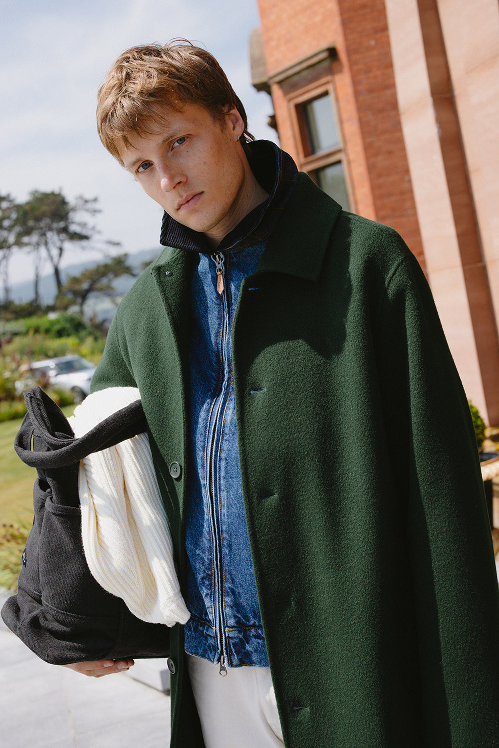 Men's Wool Minnesota Overcoat - Forest Green - Percival