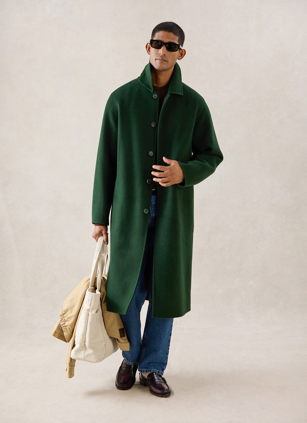 Men's Wool Minnesota Overcoat - Forest Green - Percival