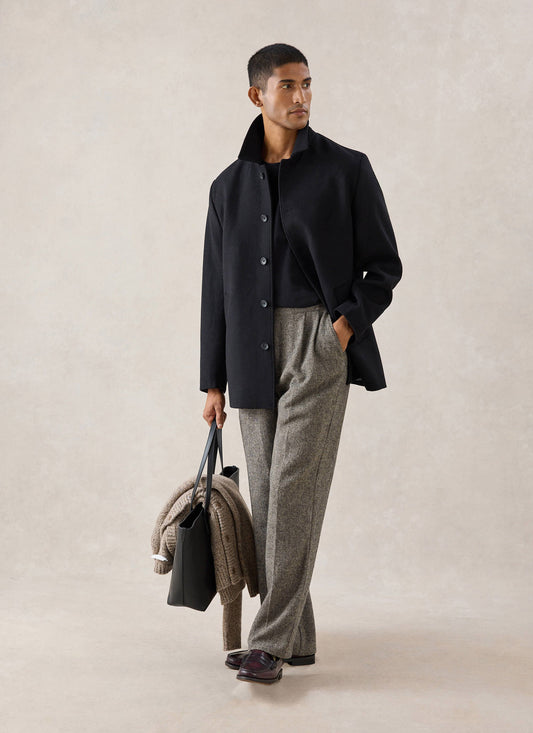 Men's Peacoat - Melton Wool - Black