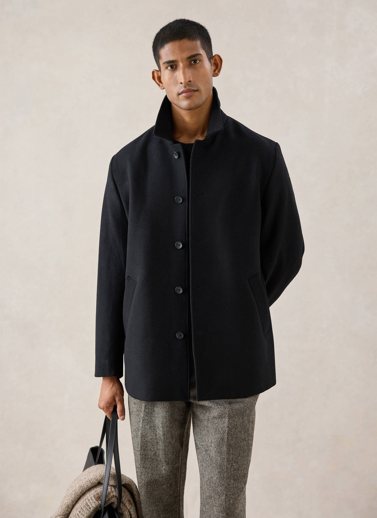 Men's Peacoat - Melton Wool - Black