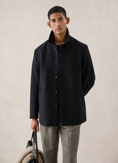 Men's Peacoat - Melton Wool - Black