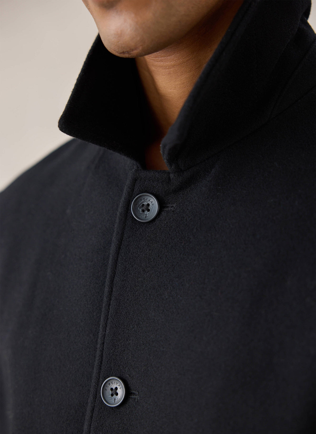 Men's Peacoat - Melton Wool - Black