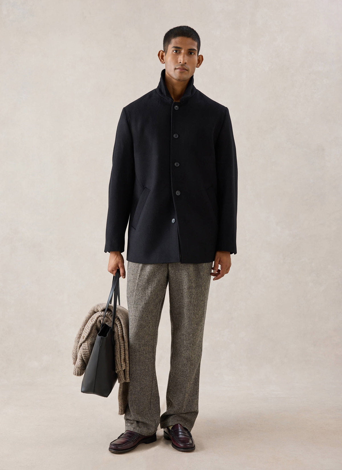 Men's Peacoat - Melton Wool - Black