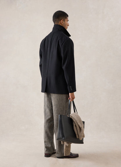 Men's Peacoat - Melton Wool - Black