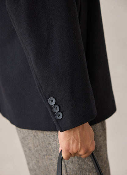 Men's Peacoat - Melton Wool - Black